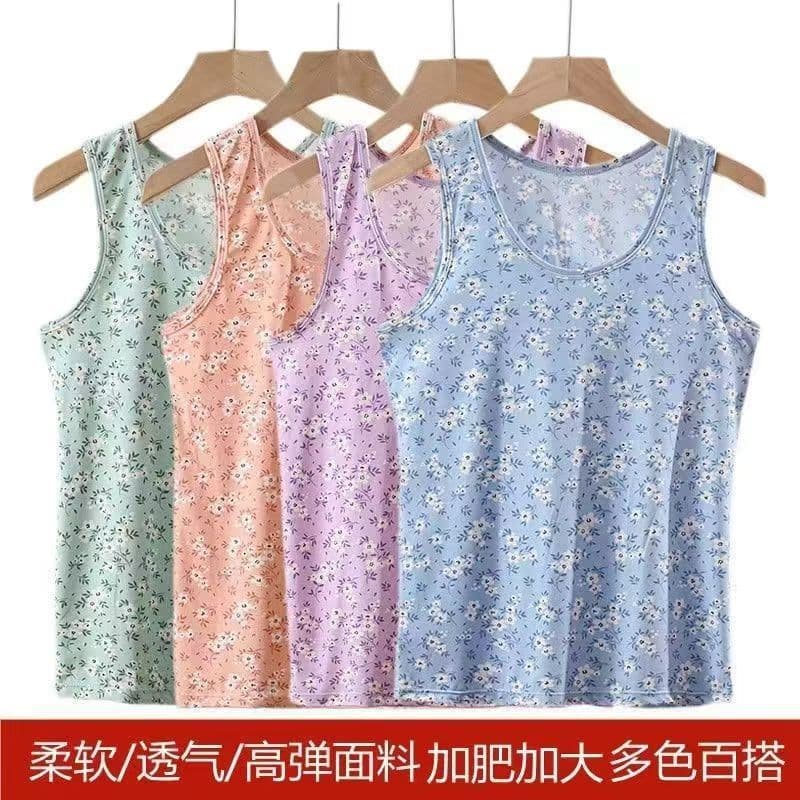 Summer Women's Vest Printed Sleeveless Floral Thin Plus Size Middle-aged and Elderly Mother Undershirt Camisole