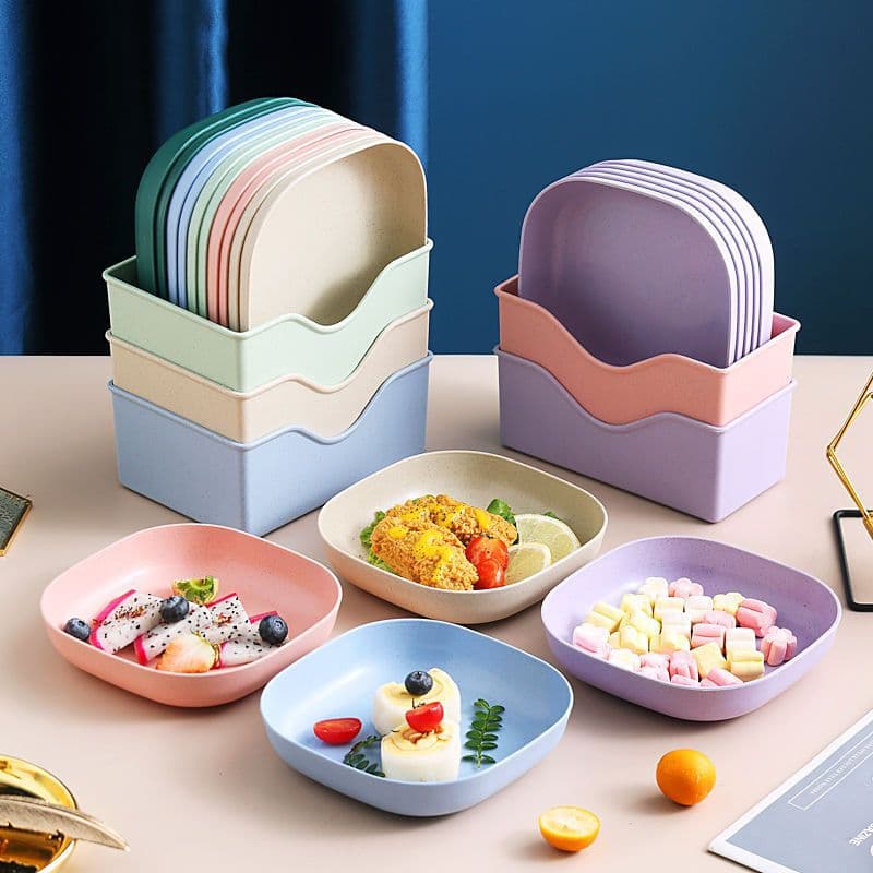 Wheat Straw Bone Disc Household Small Plate Garbage Plate Bone Disc Melon Seed Plate Drop-Resistant Plastic with Base