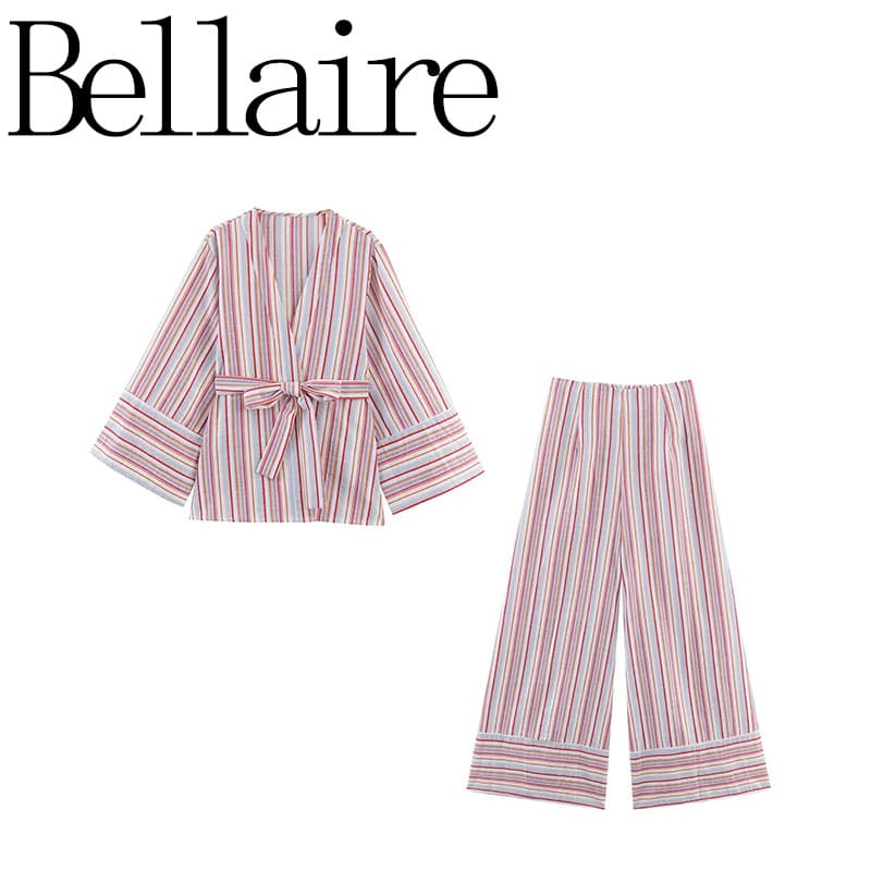 ZA Wholesale European and American Style French Women's Fashion Versatile Commuter Casual Striped Suit