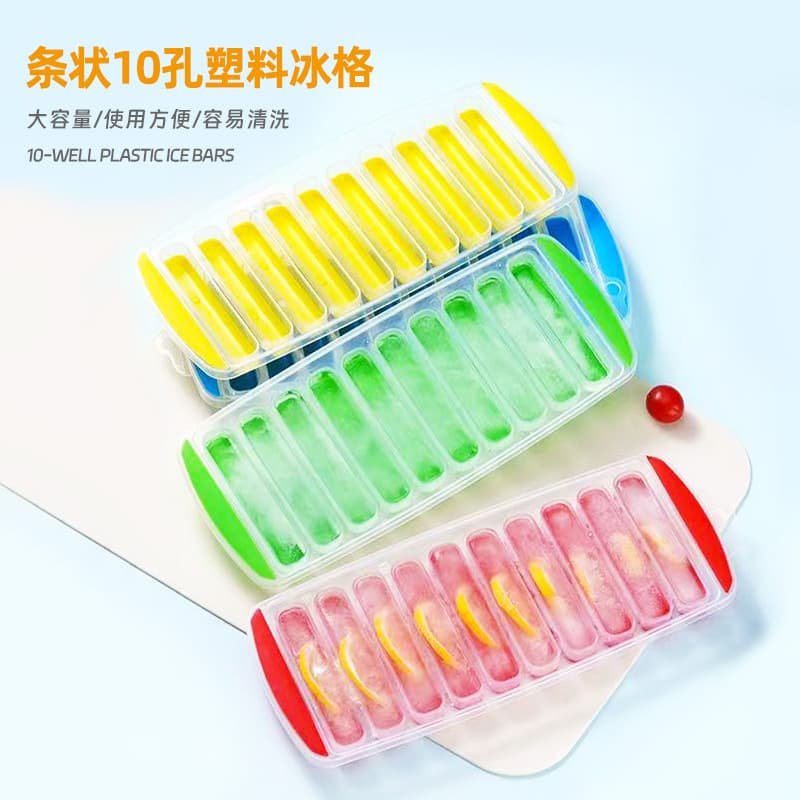 Cross-Border Long Ice Cube Tray Mold, Bar DIY Long Ice Cube Maker, 10-Cell Creative Long Ice Cube Tray