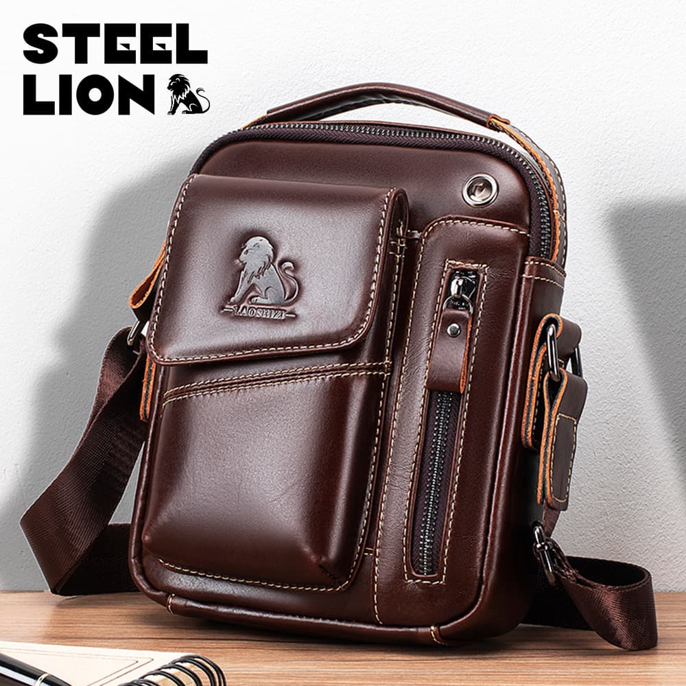Genuine Leather Men's Crossbody Bag, First-Layer Cowhide, Large Capacity, Vintage Shoulder Bag, Men's Mobile Phone Bag, High-End Commuter Small Bag