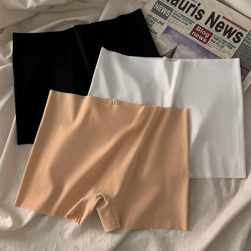 Solid Color Safety Shorts Ice Silk Women's Underwear Cotton Crotch Mid-Waist Seamless Anti-Exposure Boxer Briefs Ladies' Shorts for Export