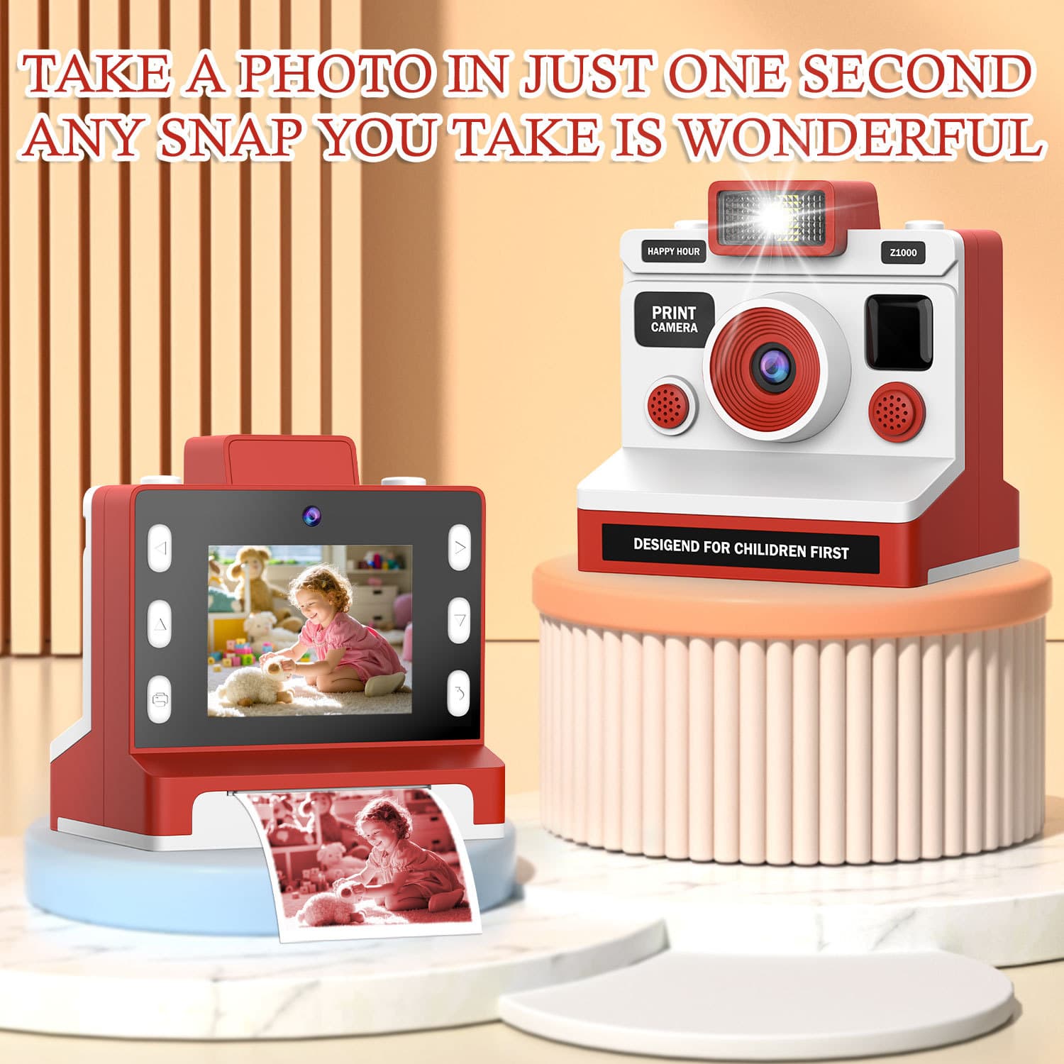 Polaroid children's camera that can take pictures and print colorful girls' toys birthday Children's Day gift camera