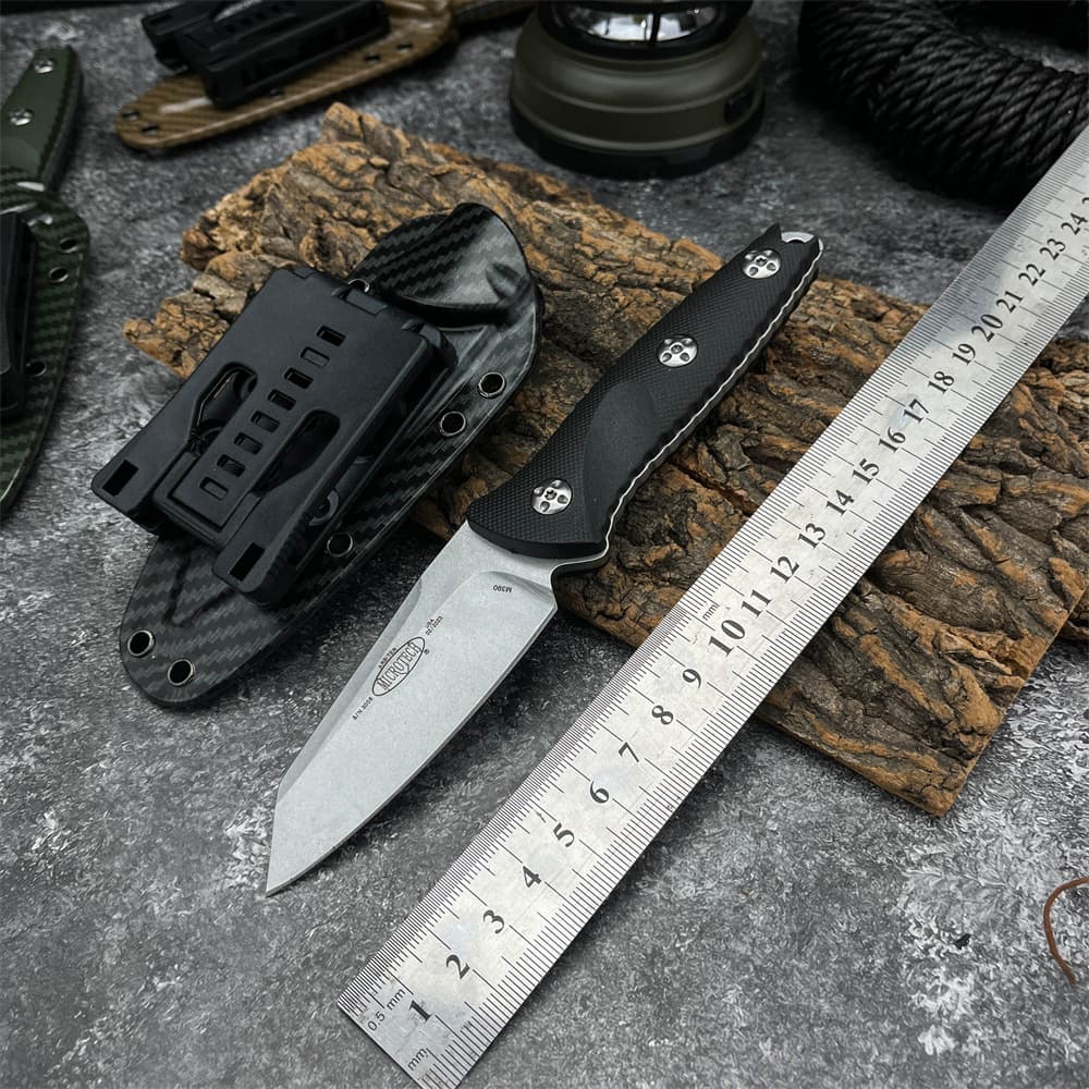 New Cross-Border Microtech 93M High Hardness Outdoor Straight Knife, Convenient Hiking Camping Fruit Knife Fishing Meat Knife