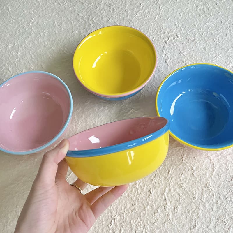 Underglaze color cute contrasting color ceramic tableware mug coffee cup instant noodle bowl soup bowl rice bowl creative high temperature resistance