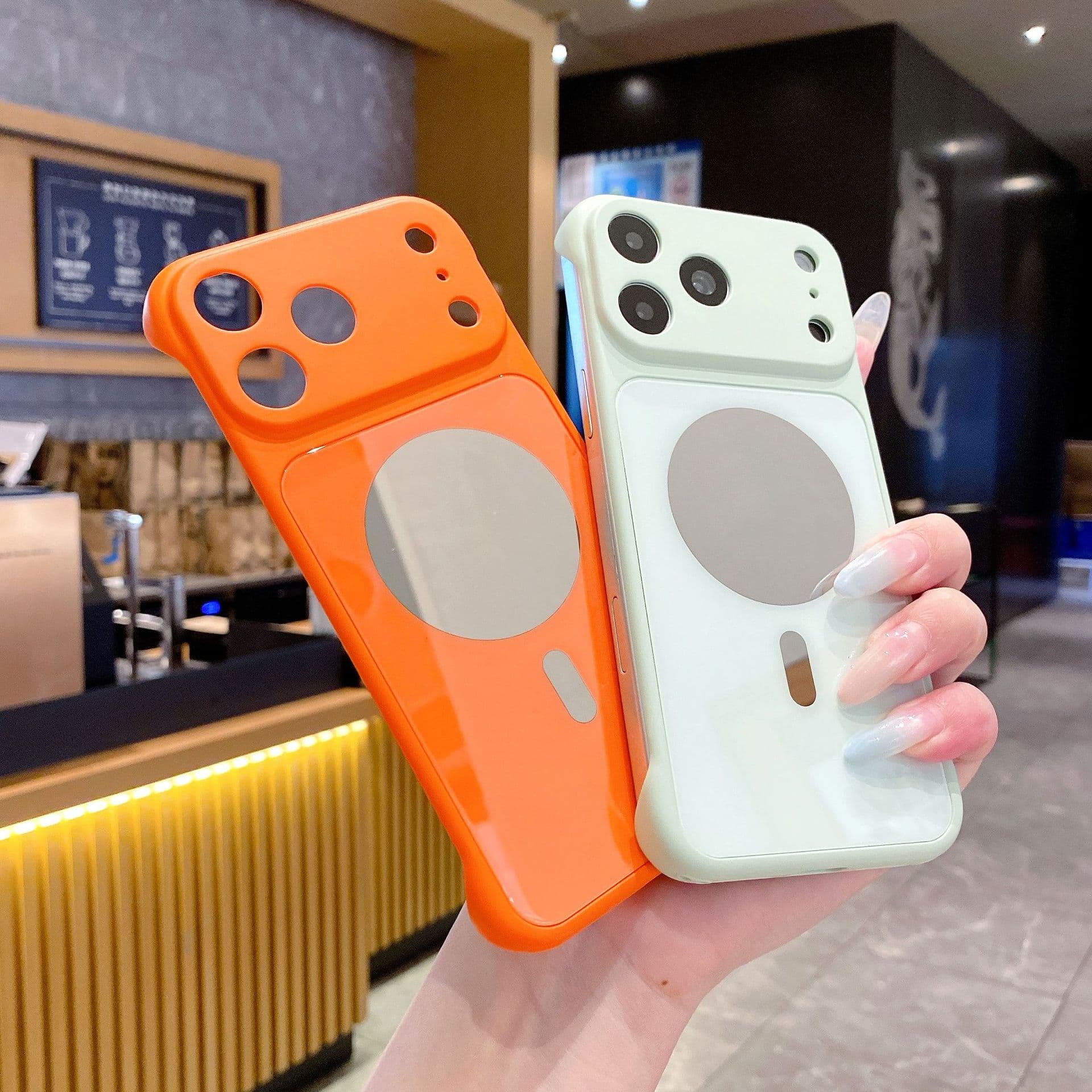 Frameless Magnetic Phone Case Compatible with iPhone 17 Pro Max, Makeup Mirror, Apple 16 Skin-Friendly Matte Protective Cover