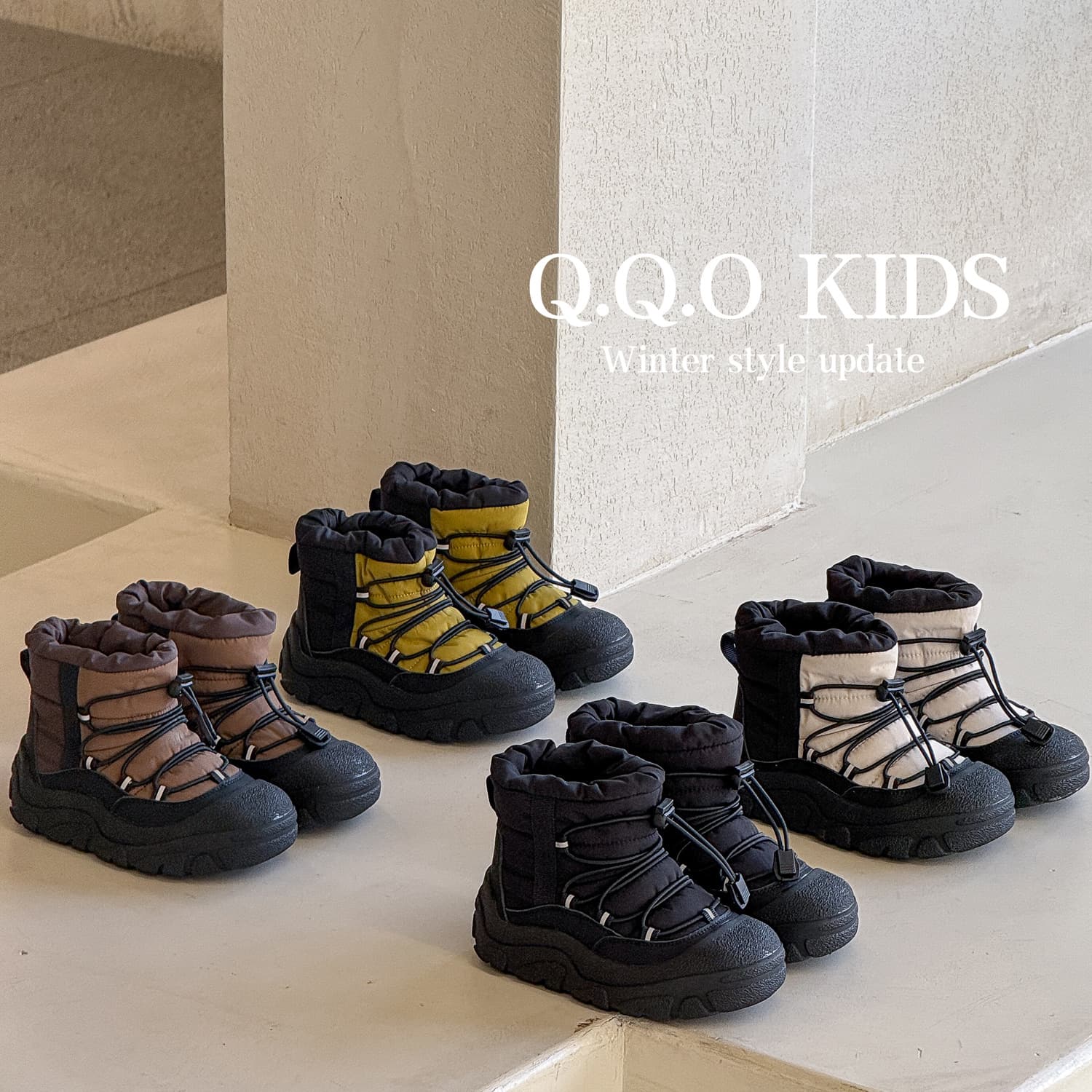 QQO Kids' Shoes 2025 Winter Style Children's Thickened Windproof Waterproof Snow Boots Unisex Outdoor Anti-Slip Warm Cotton Shoes