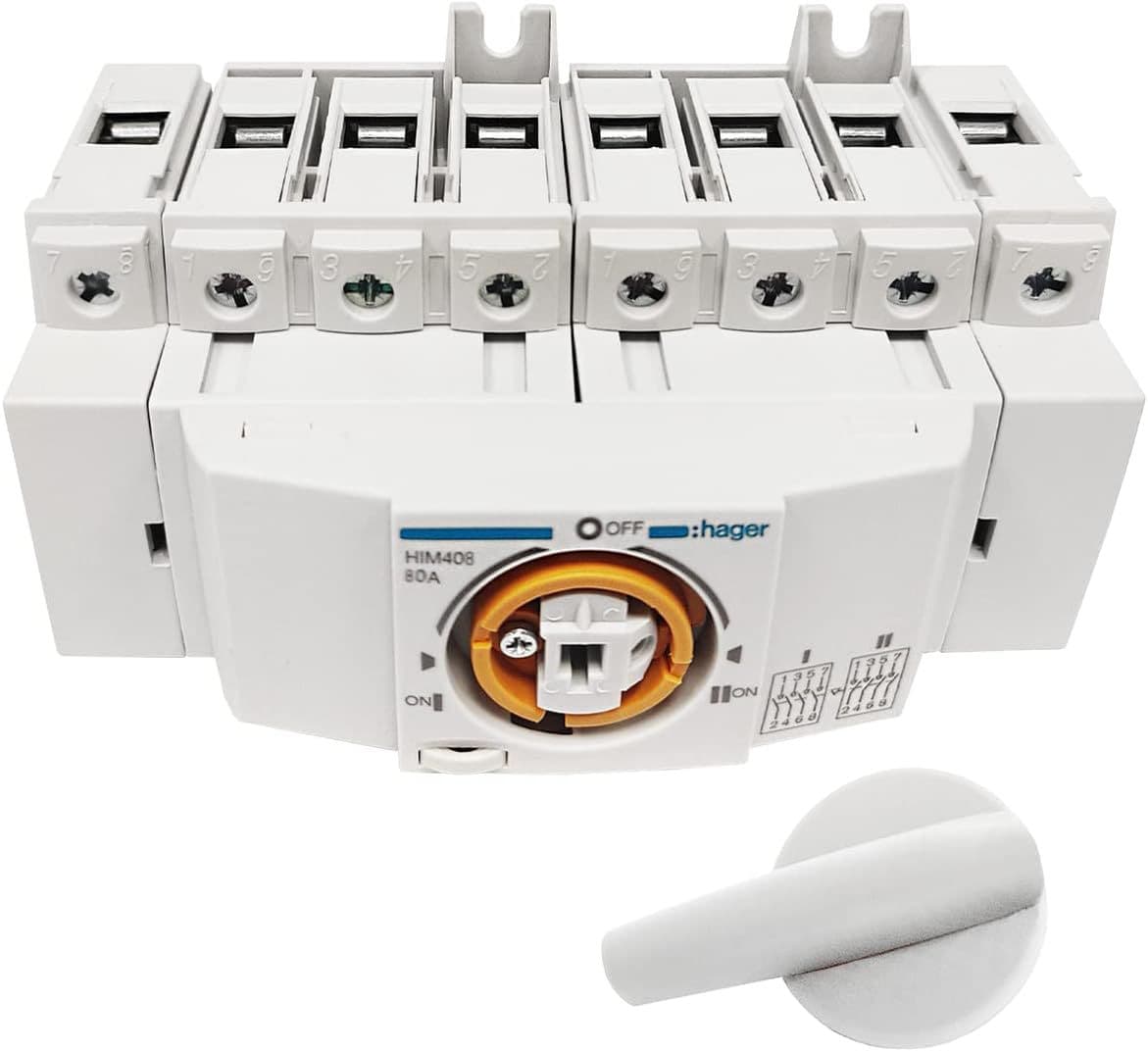 Hager HIM408 - Load transfer switch 4-pole 80A for DIN rail/Mo