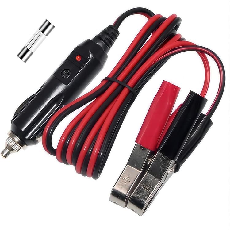 Supply of cigarette lighter socket with battery alligator clip cable - car cigarette lighter socket battery charging extension cable