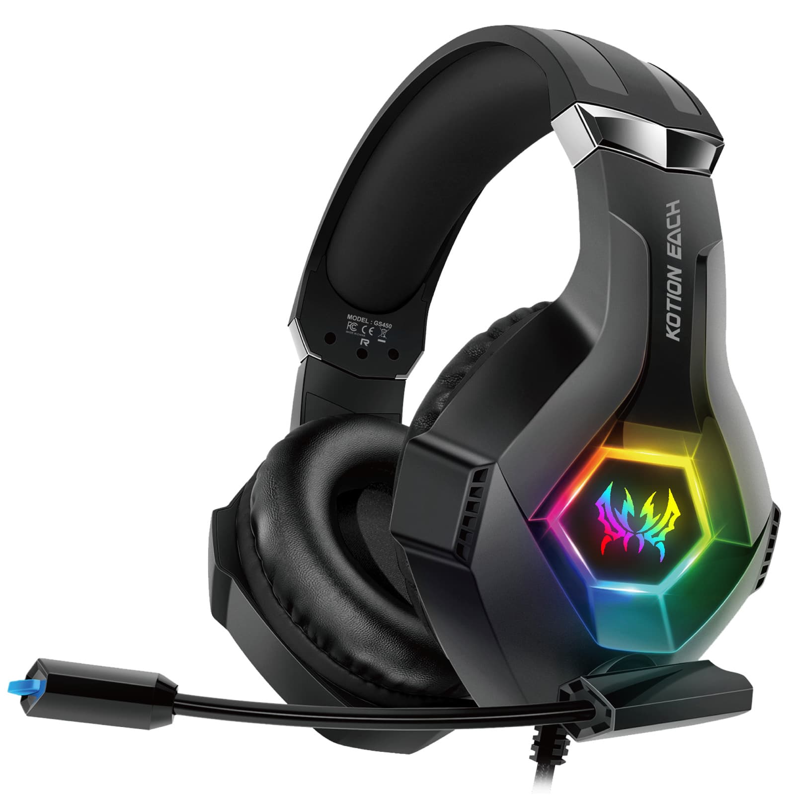 KOTION EACH GS450 Wired Over-Ear Gaming Headset RGB PC PS4/PS5 Controller Headphones