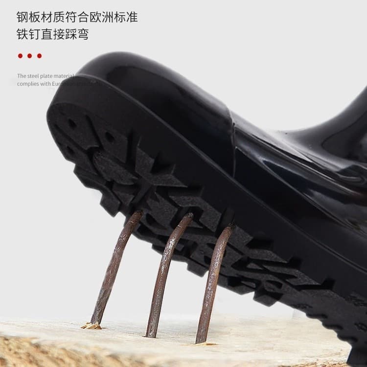 New Steel Toe and Steel Sole Anti-Smash Anti-Puncture High-Top Rain Boots, Three-Protection Work Rain Boots, Industrial, Mining, Livestock Farming Rain Boots, Rubber Boots