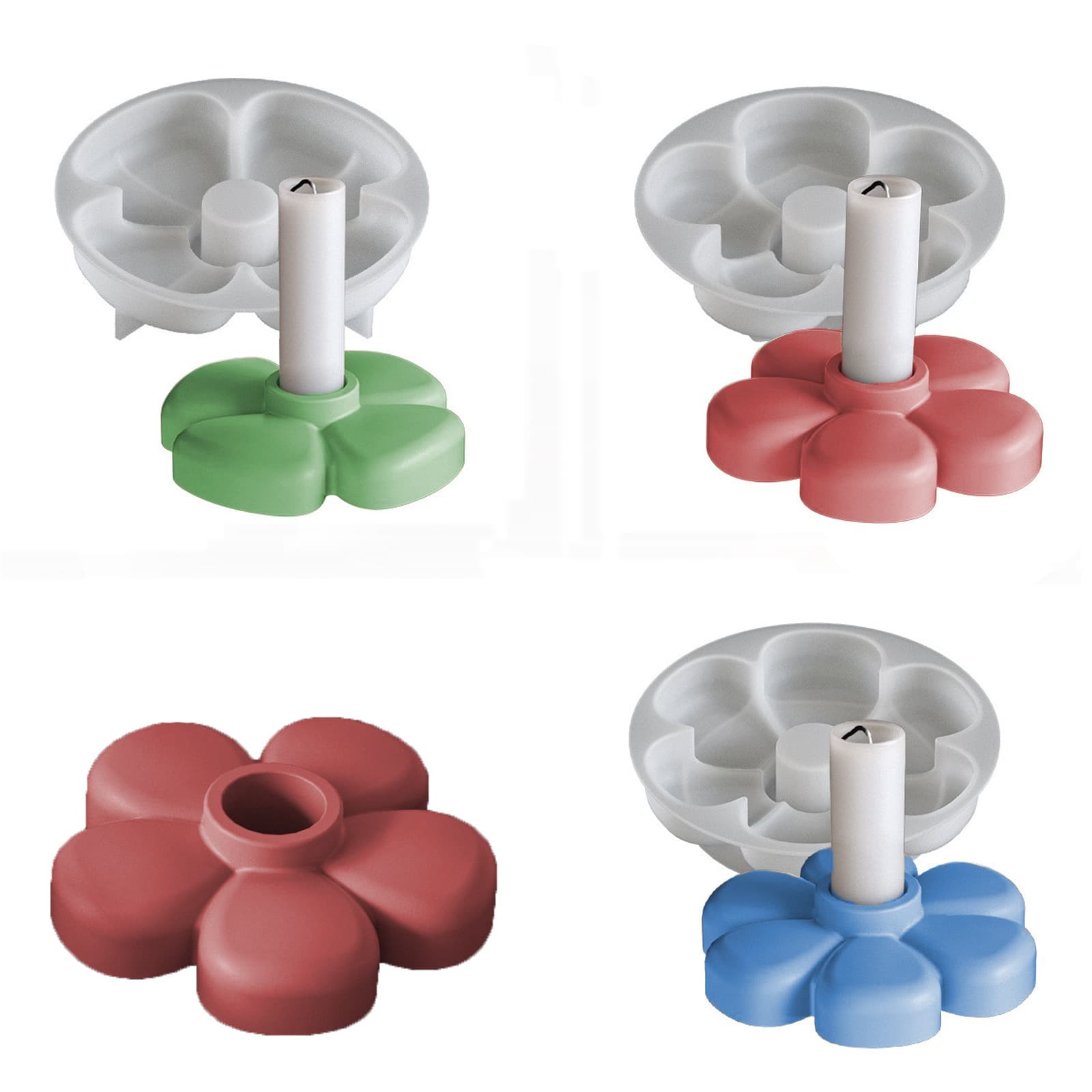 Clover Flower Candle Holder Resin Silicone Mold Drop Glue DIY Four Five Six Flower Plaster Candle Base
