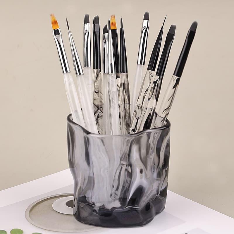 Japanese Style Manicure Pen Tool Kit with Line Pulling Function Flat Head round Head Phototherapy Lace Pen Beginner Brush 6 Pieces