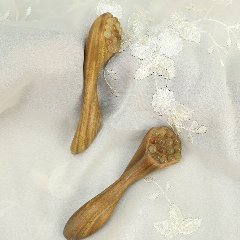 Natural Green Sandalwood Ruyi Eye Massage Stick, Horn Facial Massager, Tendon Pulling Stick, Acupoint Pen, Women's Skincare