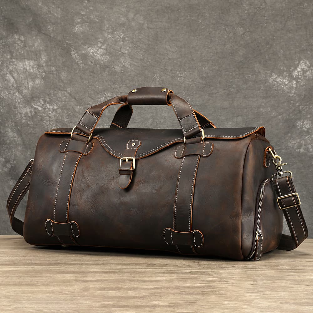 New Foreign Trade Crazy Horse Leather Handheld Travel Bag Large Capacity Business Trip Luggage Bag Leather Bags Wholesale
