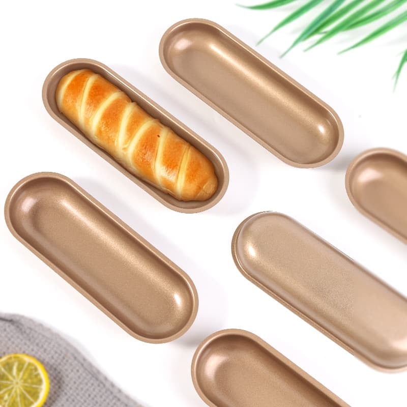 7-Inch Non-Stick Hot Dog Mold Hamburger Bun Baking Mold Long Hamburger Bun Ham Sausage Oval Mold Household