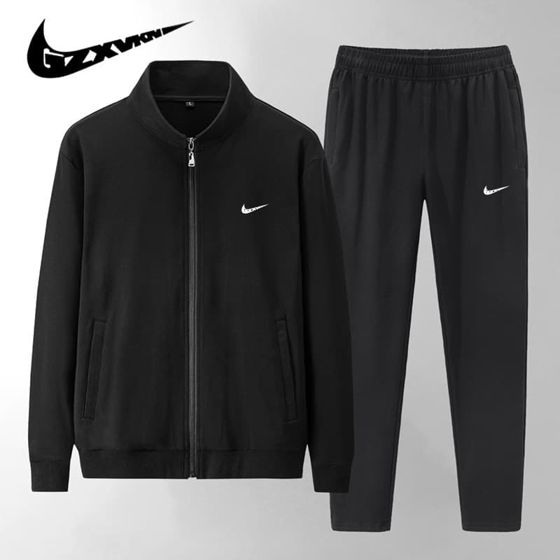 Cross-Border Men's Clothing 2024 Autumn Winter Pure Cotton Sports Casual Suit Men's Large Size Cardigan Sweatshirt and Sweatpants Two-Piece Set