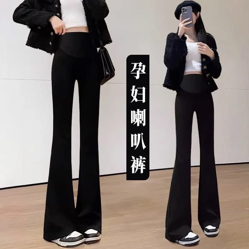 Maternity Flared Leggings for Spring and Fall, Casual Straight-Leg Pants, Yoga Pants, Shark Pants, Winter Thickened