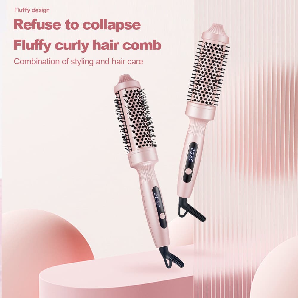 Amazon Hot Selling Fluffy Comb Multi-Function Straightening Curling Roller Comb Home Portable Hair Straightener Comb