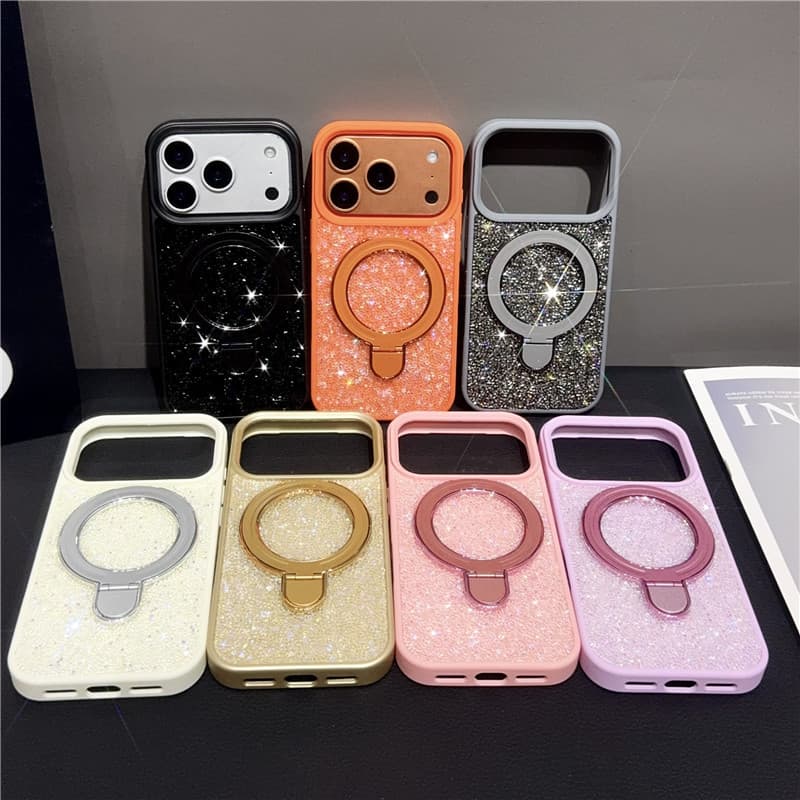 Luxurious rhinestone protective cover for iPhone17Pro Max High-end cross-border stand Apple 17 mobile phone case