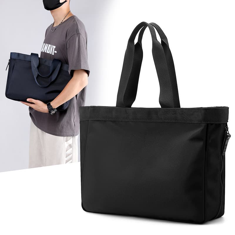 Men's Water-Resistant Nylon Document Tote Bag Business Casual Commuter Travel Large Bag