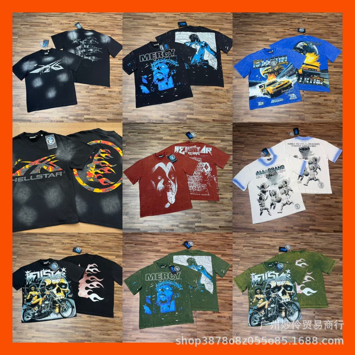 Cross-border American Street Style Printed Double Yarn Cotton Casual Unisex Summer Loose Short Sleeve T-Shirt