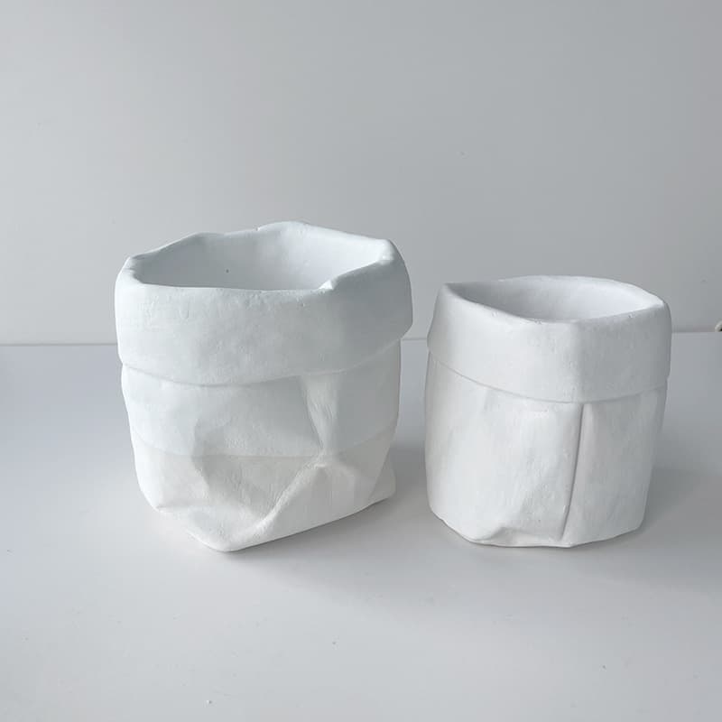 Creative Nordic Cement Paper Bag Planter Silicone Mold DIY Simple Balcony Desktop Plaster Small Flower Pot