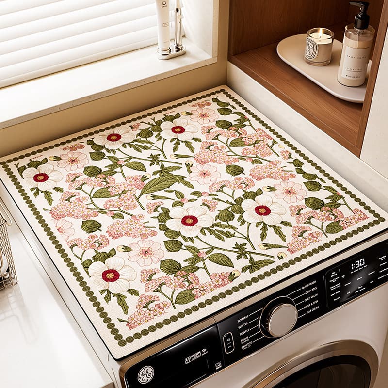 Diatom Mud Washing Machine Cover Pad, Household Durable, Stain-Resistant, Non-Slip Mat for Laundry Room Bathroom Dust Cover Cloth