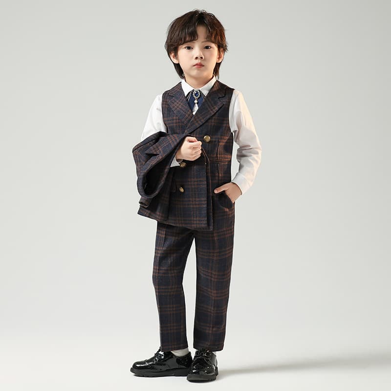 Stylish children's suit sets, perfect for boys, flower girls, weddings, piano performances, and emcees.