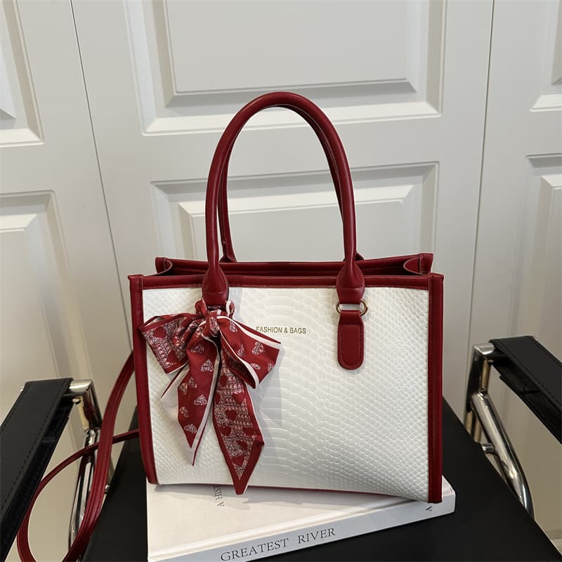 Cross-Border Silk Scarf Fashion, Simple Color-Blocking Women's Bag, Fresh and Casual Stylish Shoulder Crossbody Women's Bag, Small Square Handbag