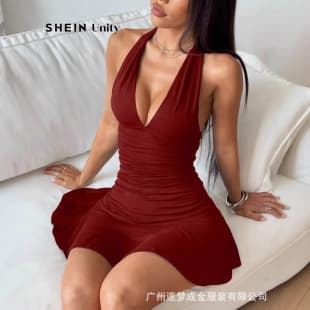 Backless Dress Amazon 2026 New Arrival European and American Summer Commute Sleeveless Waist-Cinching Women's Clothing Mercado 8369