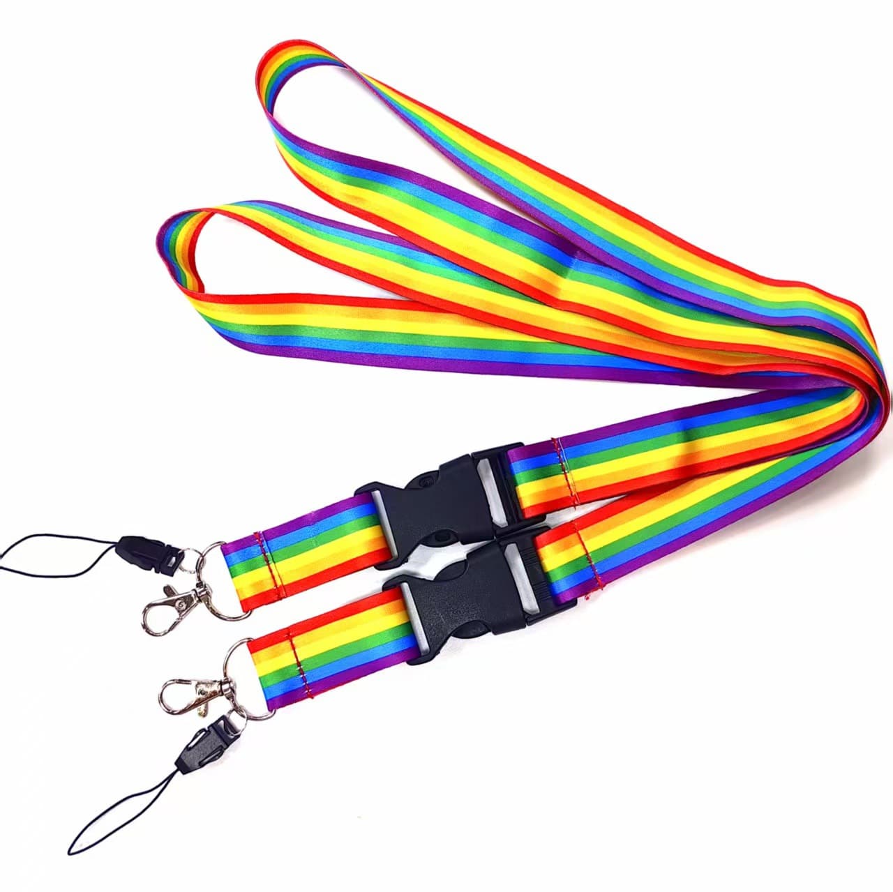 Ready-to-Ship Cross-border Hot Sale Dye-Sublimation 2.5cm Rainbow Lanyard Advertising Gift Giveaway Strap Multicolor Phone Lanyard
