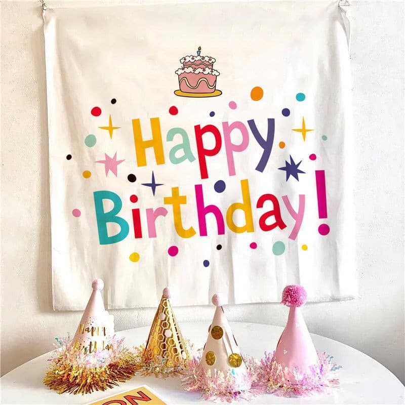 Instagram style birthday decoration cloth hanging flag, children's first birthday party scene layout, photo decoration wall cloth