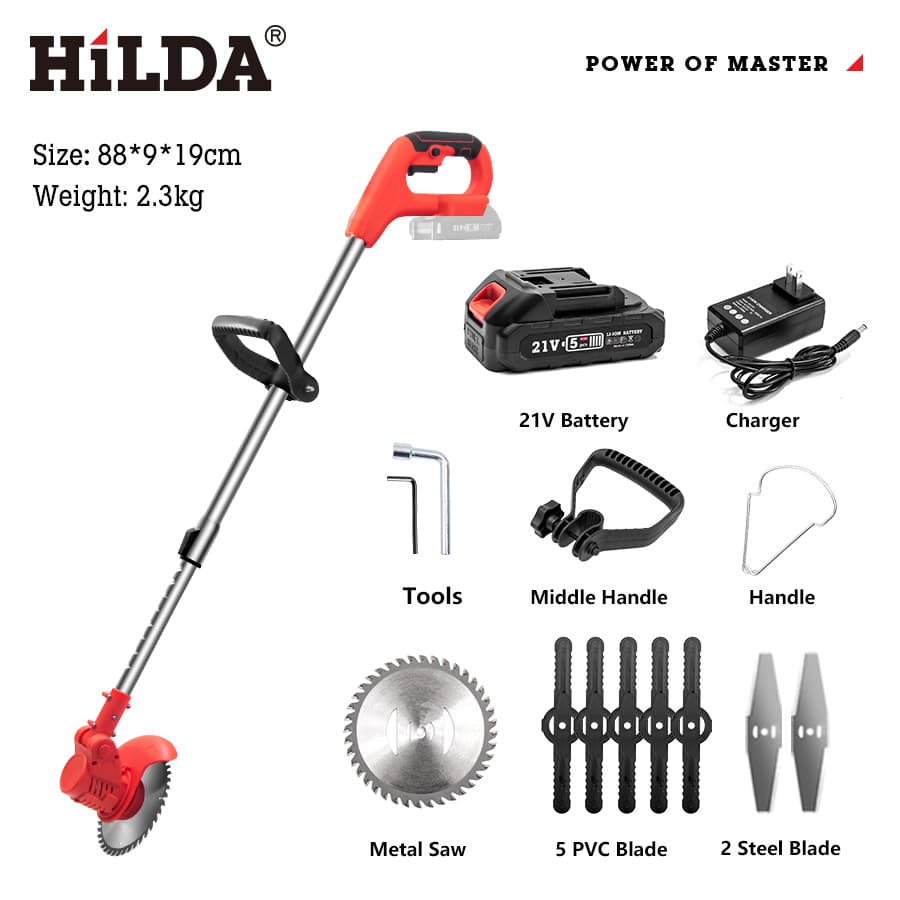 HILDA Lithium Battery Lawn Mower Grass Trimmer Garden Pruning Machine Weed Trimmer Gardening Tool