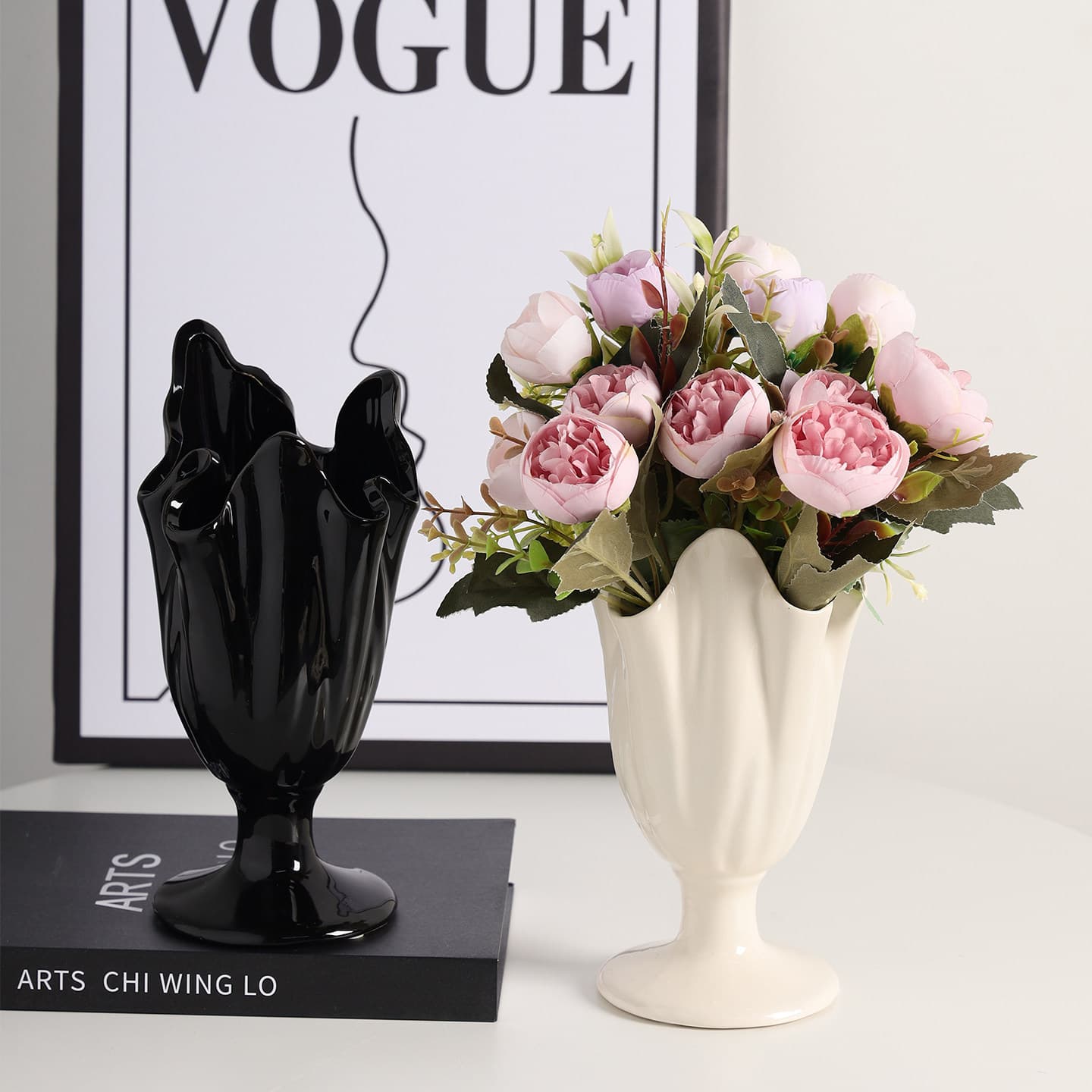 Ceramic vase special offer leak clearance processing retro high-grade glazed household flower ornaments for living room and balcony special
