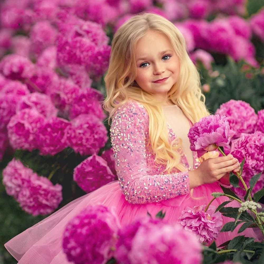 In Stock Pink Girls Catwalk Dress Sequin Dress Amazon Children's Clothing