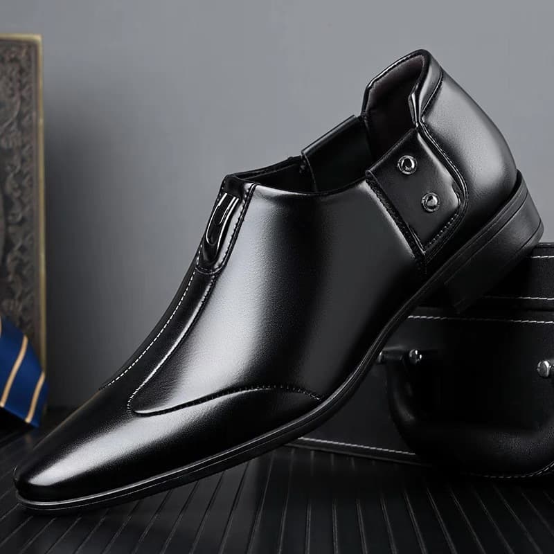 2024 Spring/Autumn New Men's Business Formal Leather Shoes Men's British Pointed Toe Slip-On Single Shoes 6666