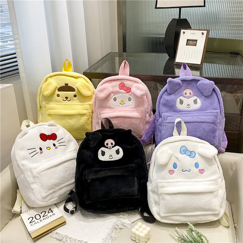 Japanese-style Girl Backpack Ins New Cute Kuromi Melody Plush Bag Student Large Capacity Backpack
