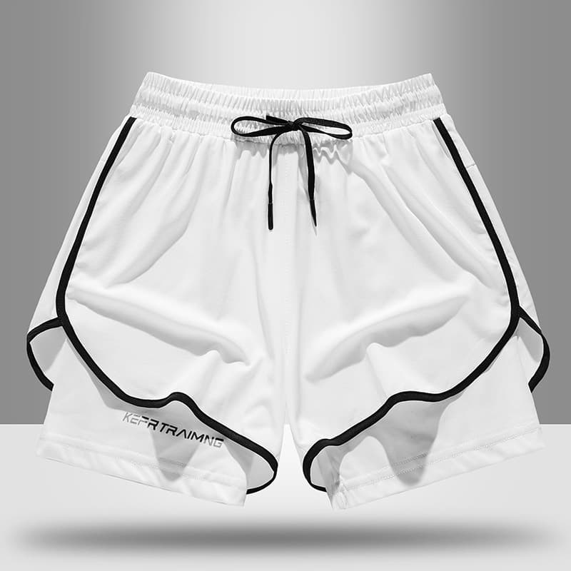 Sports Shorts for Men and Women, Summer Running Shorts, Quick-Dry Lined Fake Two-Piece Training Three-Inch Pants for Men