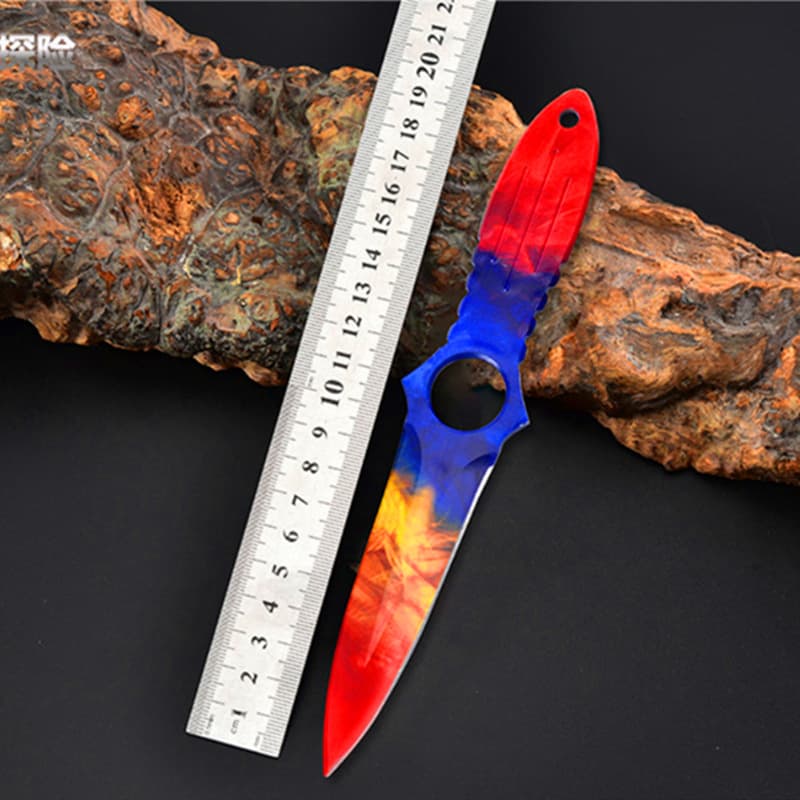 CSGO tether knife outdoor high hardness military knife stainless steel small straight knife diving leggings knife outdoor survival and self-defense