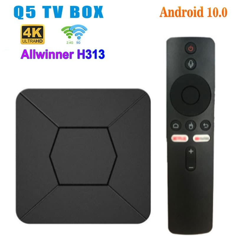 Q5 Network Player Full H313 Set Top Box 5G WiFi Voice Remote Control High Definition 4K TV Box Android 10