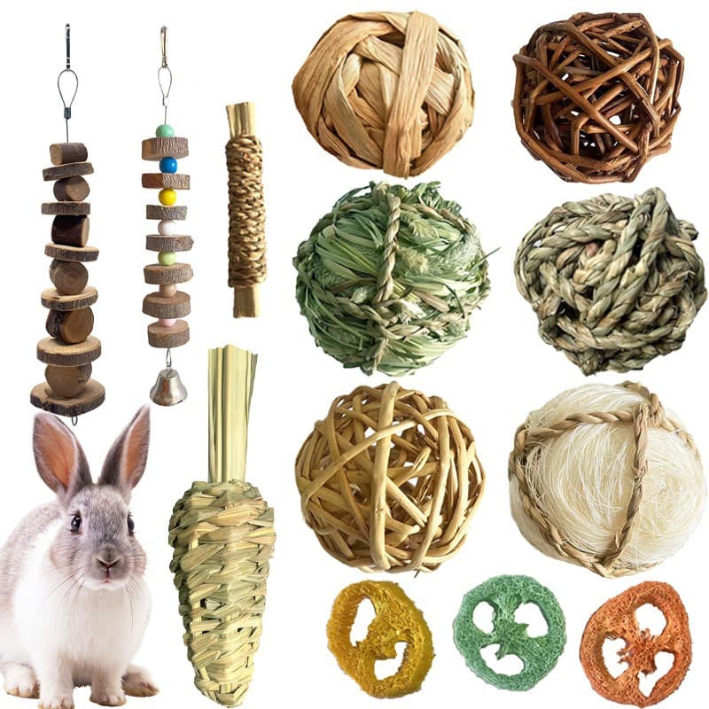 Pet Grass Balls - Chew Toys for Rabbits, Guinea Pigs, Chinchillas, Hamsters, Parrots, and Small Pets