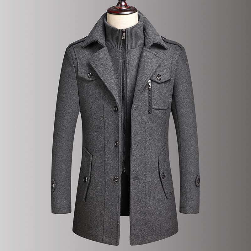 New winter style middle-aged men's woolen coats, casual middle-aged and elderly thickened woolen jackets for dads