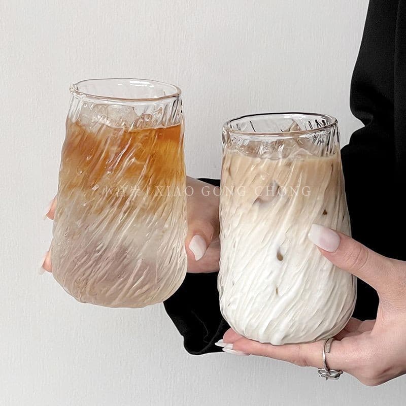 Retro whirlwind large-capacity iced American latte cup high-looking heat-resistant glass cup ear-mounted coffee cup beverage cup