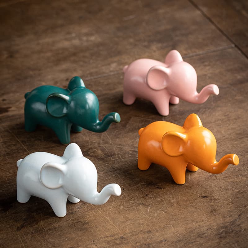 Creative Ceramic Mini Elephant Tea Pet, Animal Micro-Landscape Desktop Wealth-attracting Decoration, Tea Play Gift
