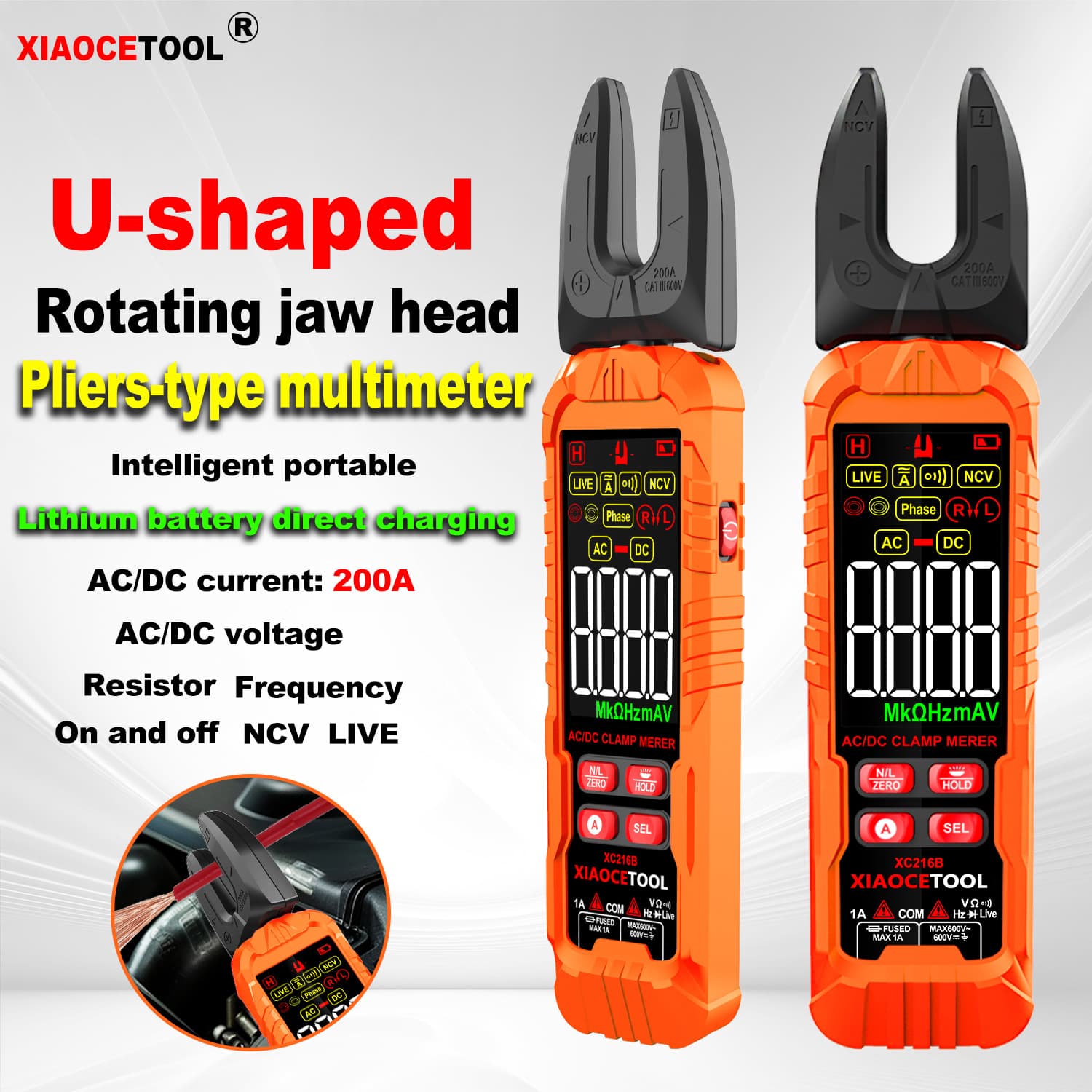 XIAOCETOOOL small test XC216 digital clamp meter multimeter high precision handheld U-shaped clamp meter multimeter