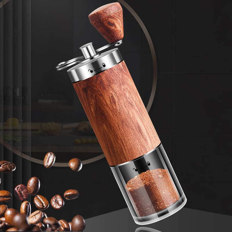 Portable Hand-Cranked Korean Style Coffee Grinder 304 Stainless Steel Wood Grain Surface Multi-Function Coffee Mill