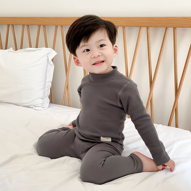Seamless Autumn and Winter Children's Thermal Underwear, Baby High-Neck Combed Cotton Thickened Warm Base Layer Sets