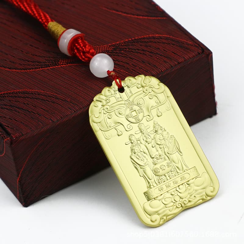 Five Gods of Wealth Token Pendant Metal Waist Pendant Auspicious Talisman Portable Jewelry Manufacturer Wholesale