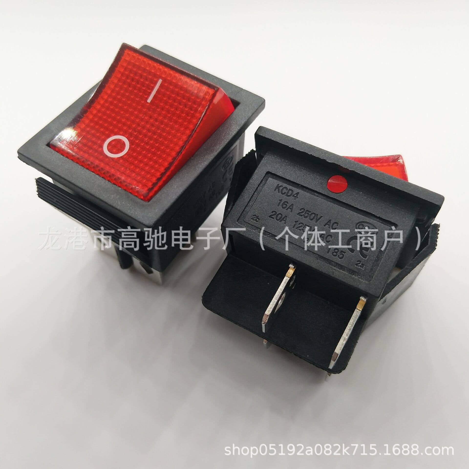 Boat-Shaped Switch, Six-Pin, Three-Position, Red Switch, Power Tool Switch, 32*25 Square, Kcd4, Four-Pin with Light